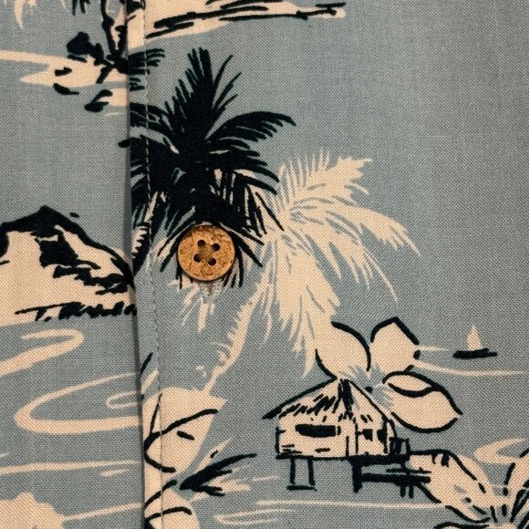 C&C California Blue Tropical Hawaiian Short Sleeve Button Down Shirt Size L - Picture 3 of 7